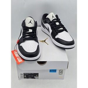 Women's Jordan 1 Low White/Black-White (DC0774 101) Sz 8M - CUSTOM TEXT SEE PICS